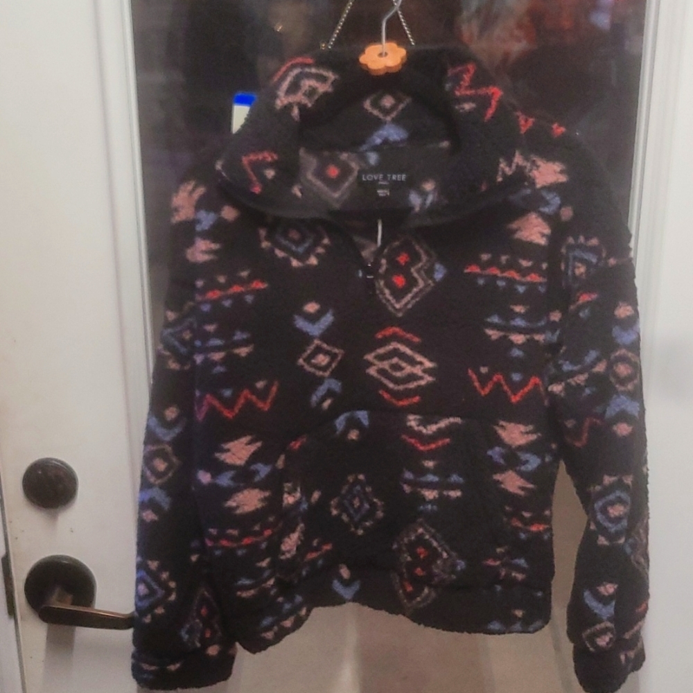 Long sleeve half zip aztev sherpa pullover sweater